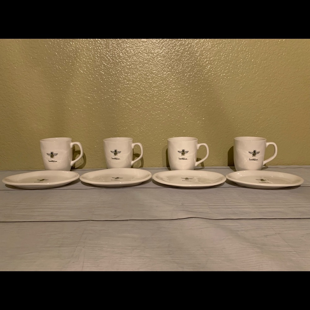 New Rae Dunn Artisan Collection Bumblebee 🐝 8pc Mug & Plate Set